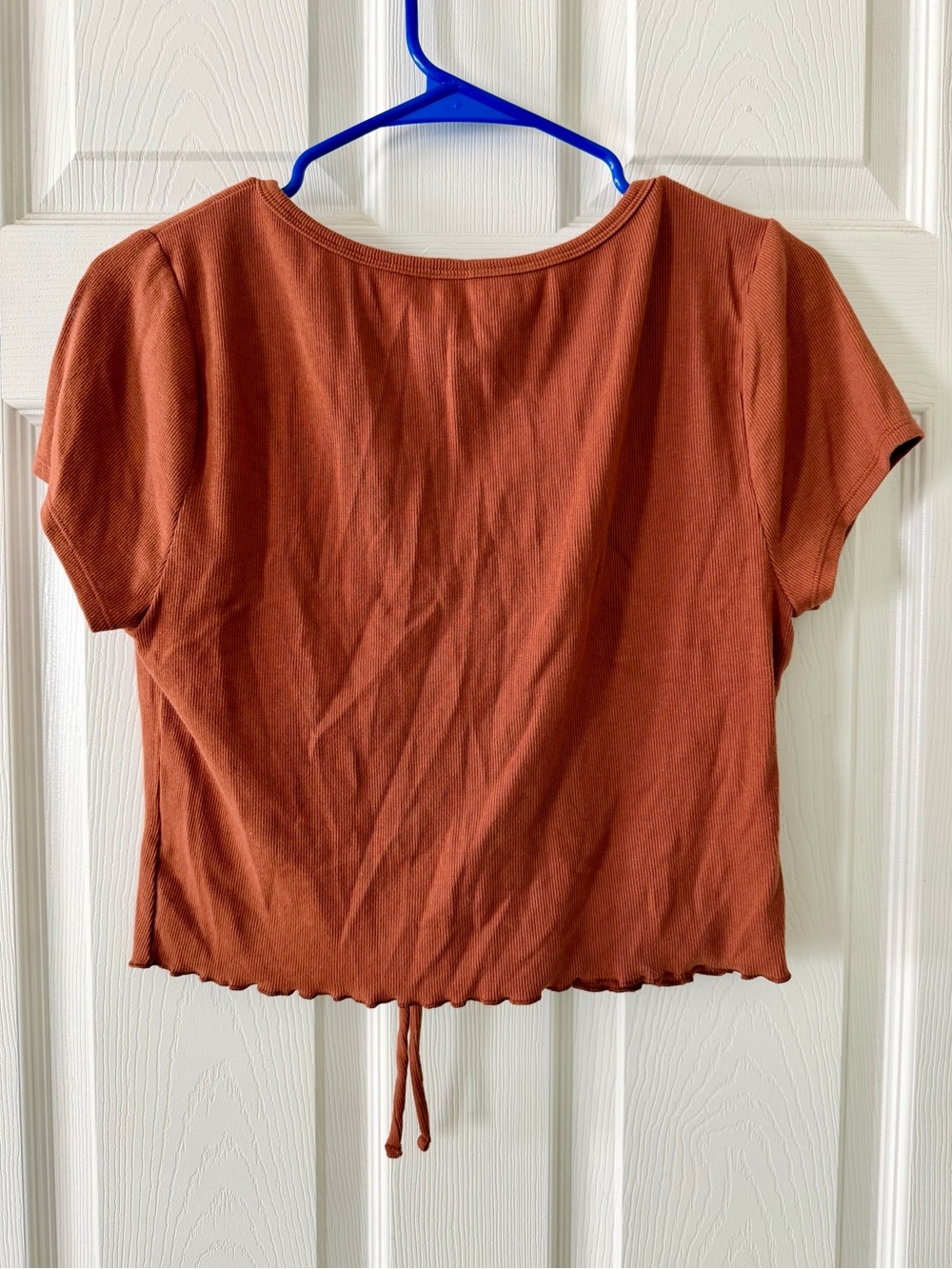 Aeropostale Rust Drawstring Ruched V-Neck Crop Top - Picture 5 of 5